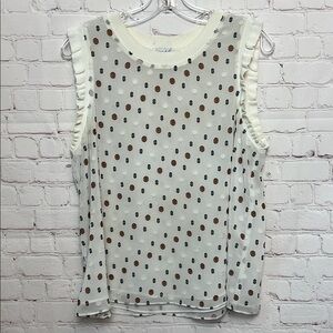Current Air Polka Dot Ruffle Sleeve Tank Blouse